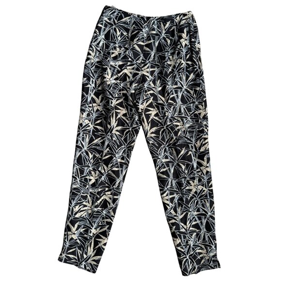 Dana Buchman Womens Silk Linen Pants‎ Size 6 Black Beige Bamboo Lined Zip Work - Picture 1 of 7